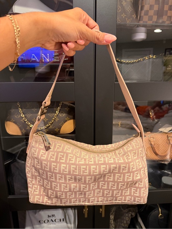 Fendi Handbags - Fendi Beige Pink FF Jacquard Shoulder Bag
